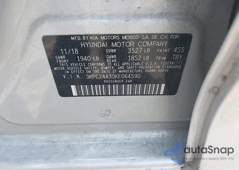 2019 Hyundai Accent Se from USA, damaged, VIN 3KPC24A30KE064590